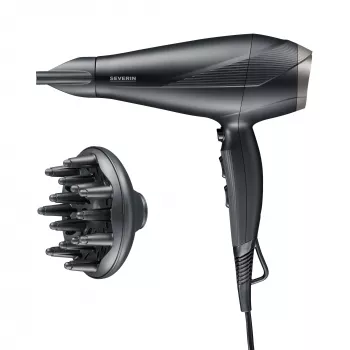 Haartrockner SEVERIN HT0167 Schwarz/Silber, 1600 W, kompaktes faltbares Design