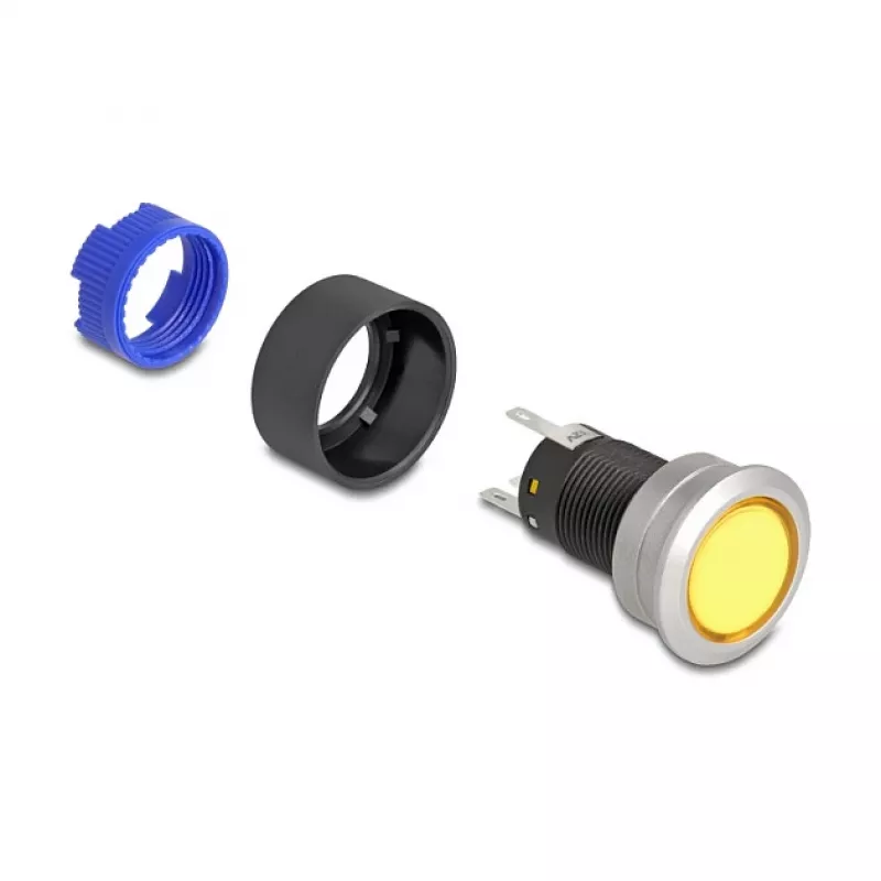 Drucktaster DeLOCK 22050 Schwarz Blau Silber Gelb 230V 3A