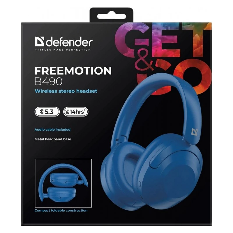 Kabellose Kopfhörer Defender Fre Emotion B490 — blau, On-Ear, Bluetooth, eingebautes Mikrofon