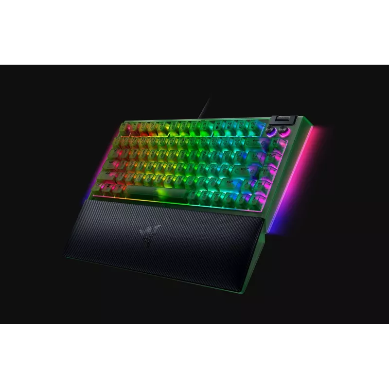 Mechanische Gaming-Tastatur Razer SchwarzWidow V4 75% — Kabelgebunden US-Layout, Phantom Grün Edition, taktile mechanische Razer-Schalter