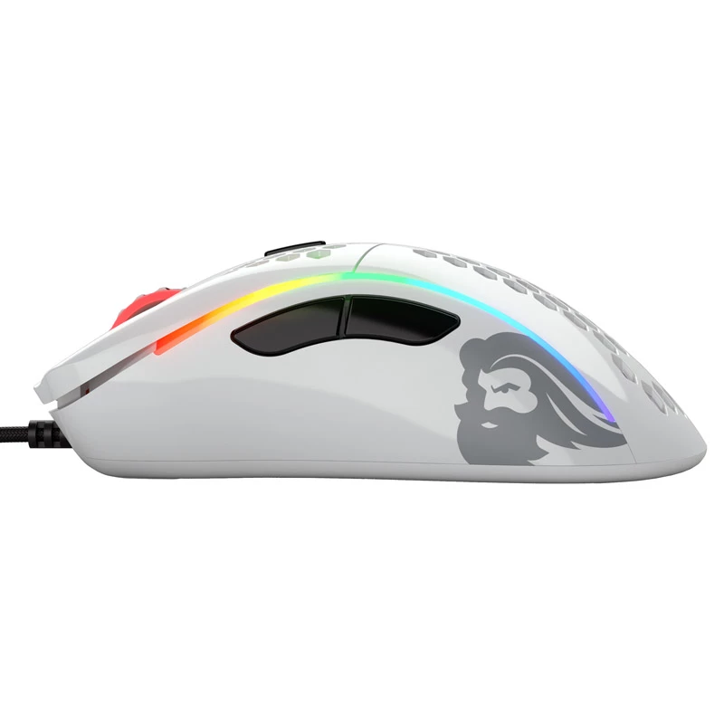 Glorious Model D Gaming-Maus - Weiß, glänzend + Grip Tape - schwarz