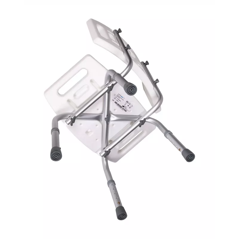 Duschstuhl mit Rückenlehne ActionMed KP500AM — 4-beinige verstellbare Aluminium-Sitzhilfe, rutschfeste Füße, maximale Belastung 120 kg