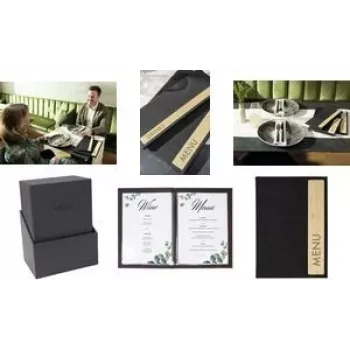 Menümappe sigel SM221 Bamboo DIN A5 mit 2 doppelten Klarsichthüllen, 1 Stück