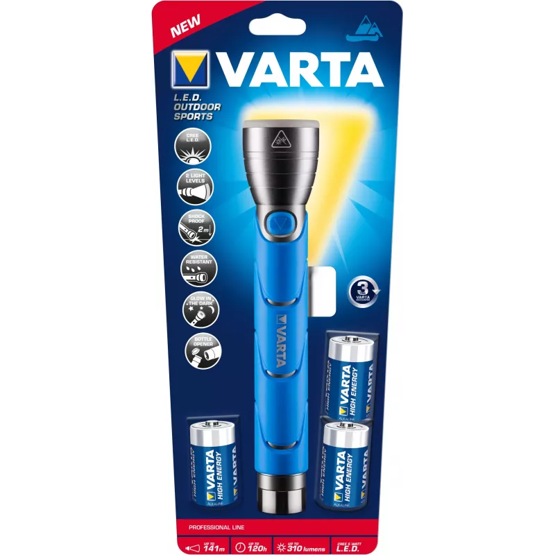 Hand-Taschenlampe Varta 18629101421 Schwarz Blau