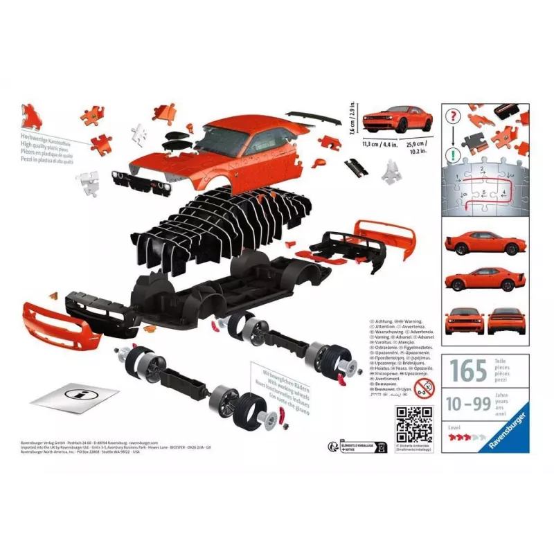 3D Puzzle Ravensburger Dodge Challenger R/T Scat Pack Widebody 108 Teile