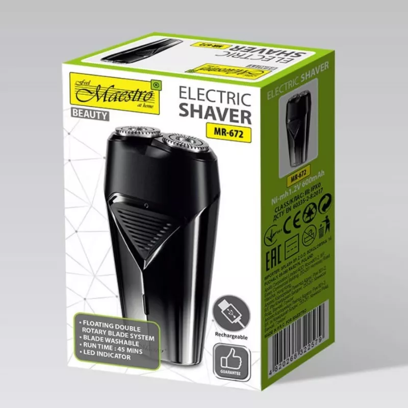 Elektrorasierer Maestro MR-672 USB wiederaufladbar wasserdicht – reisefreundlicher Folienrasierer
