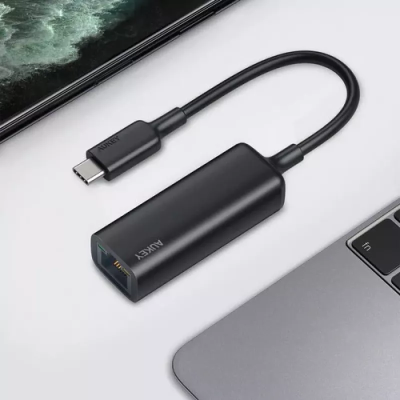 Ethernet Adapter Aukey CB-A30 USB‑C auf Gigabit RJ45 10/100/1000 Mbps, USB 3.0, Aluminium, LED-Anzeigen