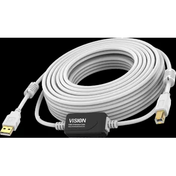 Vision Weißes USB-2.0-Kabel 10m USB A auf USB B 0,48 Gbit/s