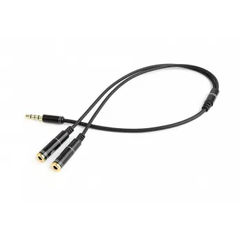 Audio-Adapter Gembird CCA-417M 2×3,5mm Stecker auf 3,5mm Buchse, 0,2 m, schwarz