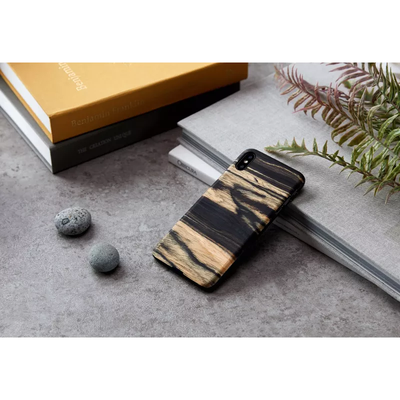Handyhülle man and wood für iPhone XS Max – weißer Ebenholzton schwarz