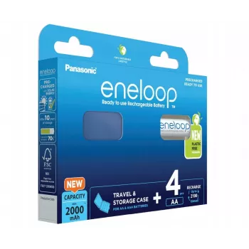 Akkus PANASONIC ENELOOP AA 2000 mAh 4 Stück + Etui (BK-3MCDE/4CP+CASE)