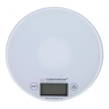 Elektronische Küchenwaage ESPERANZA EKS003W, 5 kg Kapazität, 1 g Genauigkeit, gehärtetes Glas, Touch-Steuerung