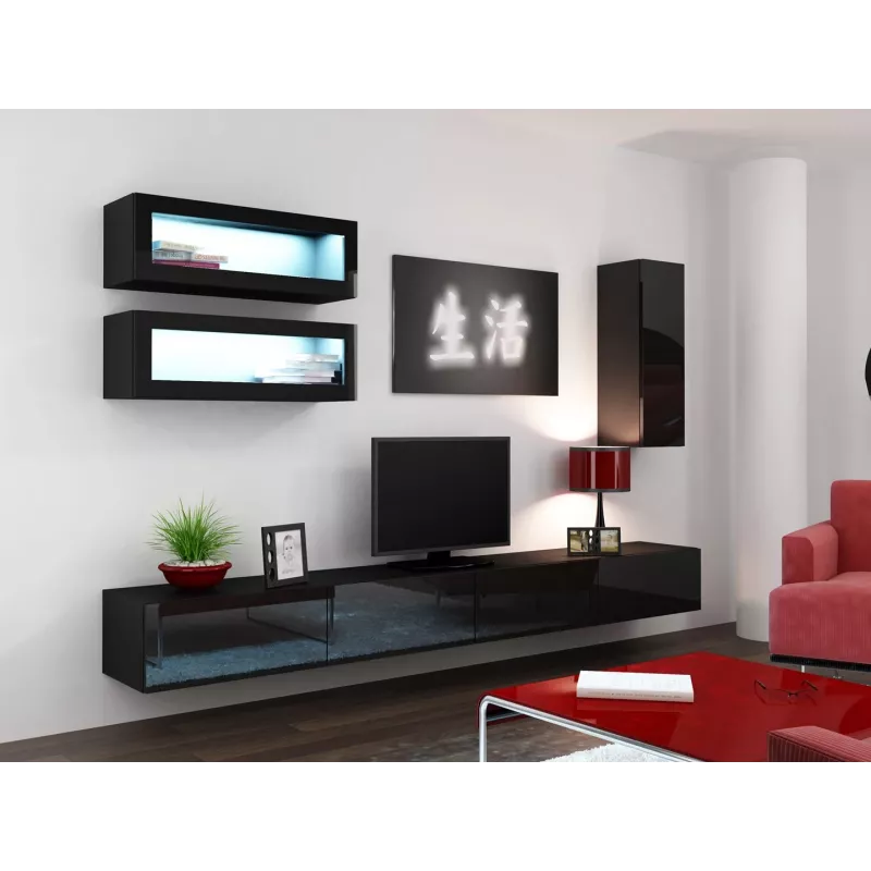 Cama TV-Ständer VIGO 140 30/140/40 schwarz/schwarz glänzend