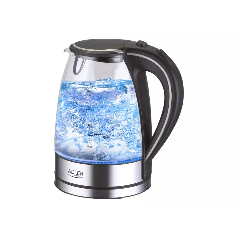 Adler AD 1225 Wasserkocher 1,7 L Schwarz, Edelstahl, Transparent 2200 W