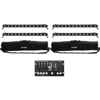 LED-Bar-Set EUROLITE 4x LED BAR-12 QCL RGBW mit 2 Softbags und Controller