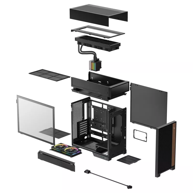 Desktop-PC-Gehäuse DeepCool CL6600 Schwarz — unterstützt ATX/PS2/SFX/SFX-L-Netzteile, 140-mm-Frontlüfter, 120/140-mm-Deckel/Rückseite, 2,5/3,5-Zoll-Laufwerke