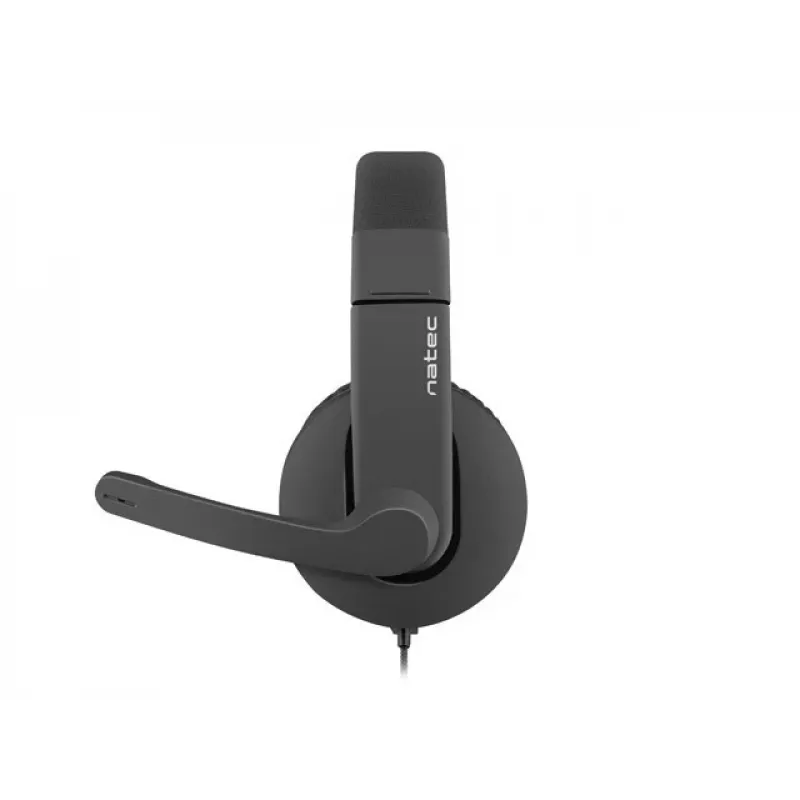 Kabelgebundenes binaurales Headset NATEC Rhea mit Bügelmikrofon, 3,5-mm-Anschlüsse, 2,2 m Kabel, 32 Ω Impedanz