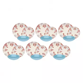 Tafelservice Rose&Tulipani R18400TA18 für 6 Personen, 18-teiliges Porzellanset