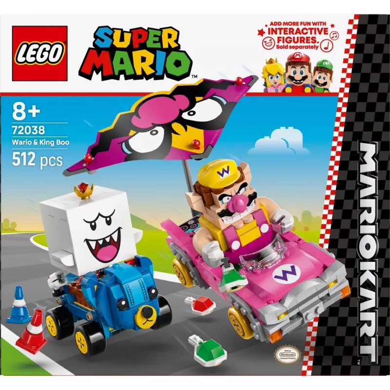 LEGO Bauspielzeug-Set 72038 Super Mario Mario Kart Wario King Buu Huu – Charakterfiguren und Streckenelemente