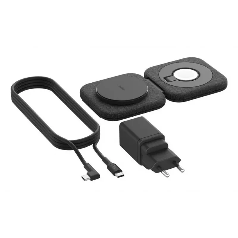 Kabellose 2-in-1-Ladestation Belkin BOOSTCHARGE PRO QI2 WIZ026VFBK — kabelloses Schnellladen für Smartphone und Kopfhörer