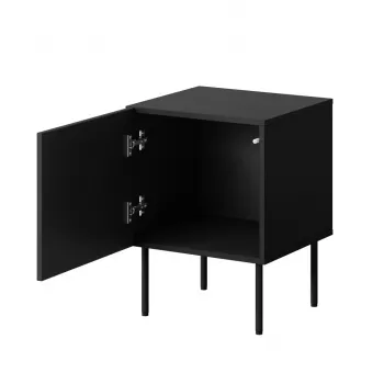 Nachttisch-Set 2 Stk. cama meble PALAZZO 44,5×40×59 cm schwarz und Eiche craft — 1 Tür, matt Laminat, Metallbeine