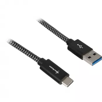 USB 3.2 Gen 2 Kabel, USB-A Stecker > USB-C Stecker (schwarz/grau, 0,5 Meter, gesleevt)