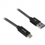 USB 3.2 Gen 2 Kabel, USB-A Stecker > USB-C Stecker (schwarz/grau, 0,5 Meter, gesleevt)
