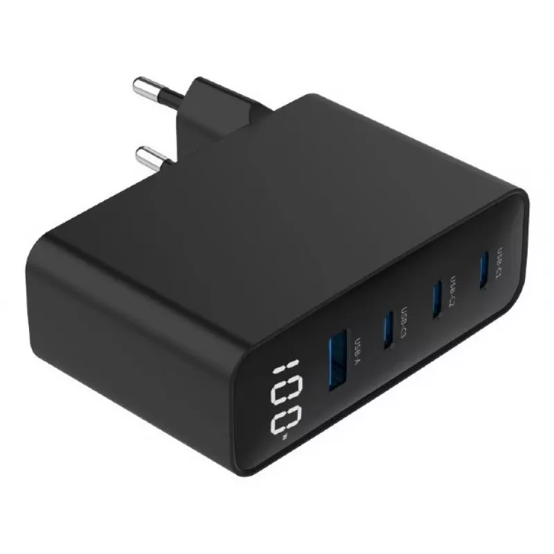 Gembird TA-UC-PDQC100LCD-01-BK Ladegerät für Mobilgeräte, Laptop, Smartphone, Schwarz, AC-Schnellladung, Innenbereich