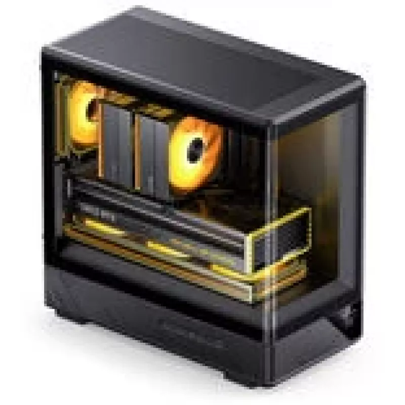 Computer case Jonsbo D200 midi-tower mATX tempered glass mini temp display Schwarz