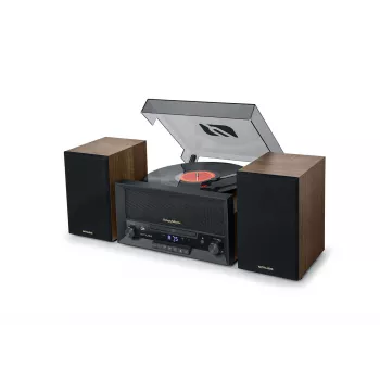 Home-Audio-Midi-System muse MT-120 MB — 20 W RMS, 2-Wege-Lautsprecher, AC 100–240 V 50/60 Hz, Schwarz/Transparent/Holz