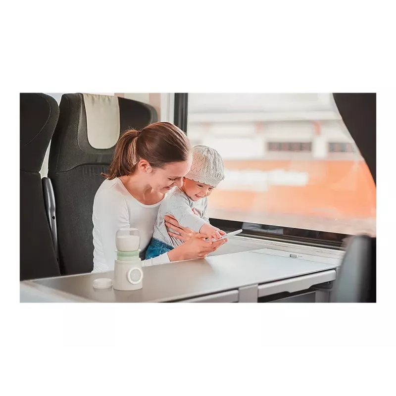 Flaschenwärmer Momcozy MW003-WH12BA-A — Batterie 80W, Touch-Steuerung, grün/transparent/weiß