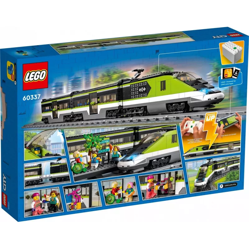 LEGO 60337 City Express Personenzug Set ferngesteuertes Spielzeug Geschenk für Kinder Jungen und Mädchen mit funktionierenden Scheinwerfern 2 Waggons und 24 Schienenteilen