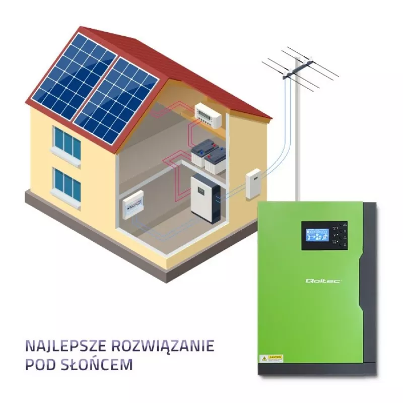 Off-grid inverter Qoltec 53887 solar inverter 10 kVA Lithium Polymer Schwarz