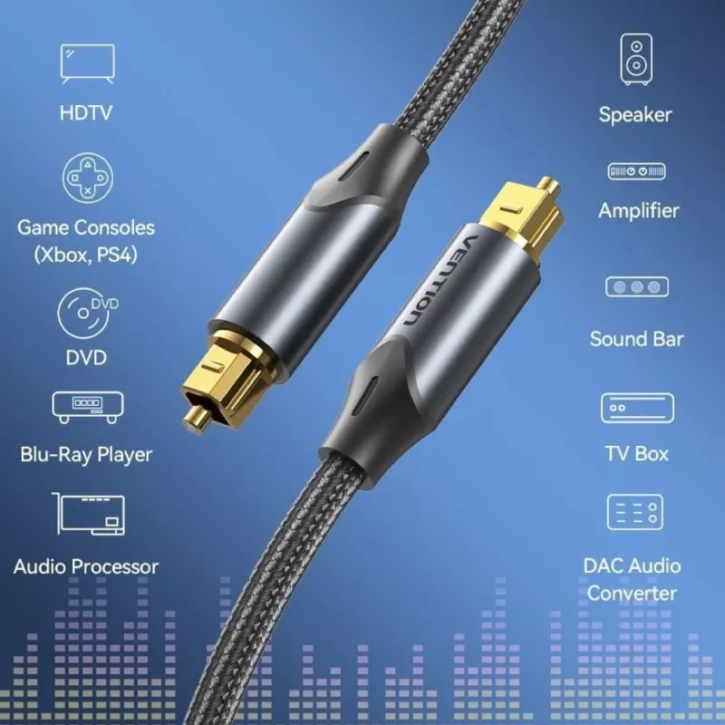 Vention optisches Audiokabel, geflochten, 5 m