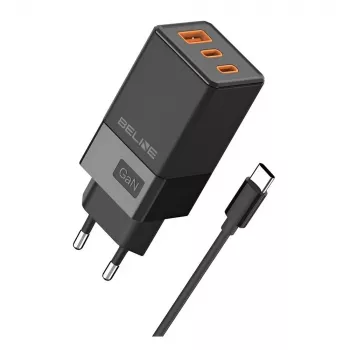 Beline Netzadapter 2x USB-C 1x USB 65W Kabel USB-C Schwarz/Schwarz PD 3.0
