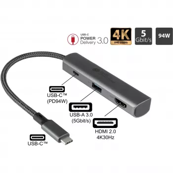 USB Typ-C Hub Alcasa HUB-C002A 5000 Mbit/s HDMI USB 3.0