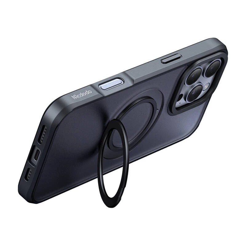 Schutzhülle Mcdodo PC-4932 für iPhone 16 Pro mit integriertem Ständer, schwarz