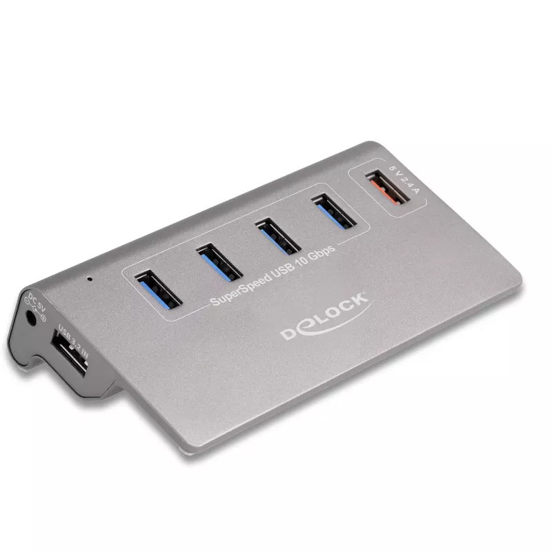 DeLOCK USB-Hub 10 Gbit/s 4 Typ-A-Anschlüsse 1 Schnellladeanschluss