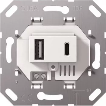 Gira USB-Netzteil 2f TypA/C Einsatz weiß 234900 (234900)