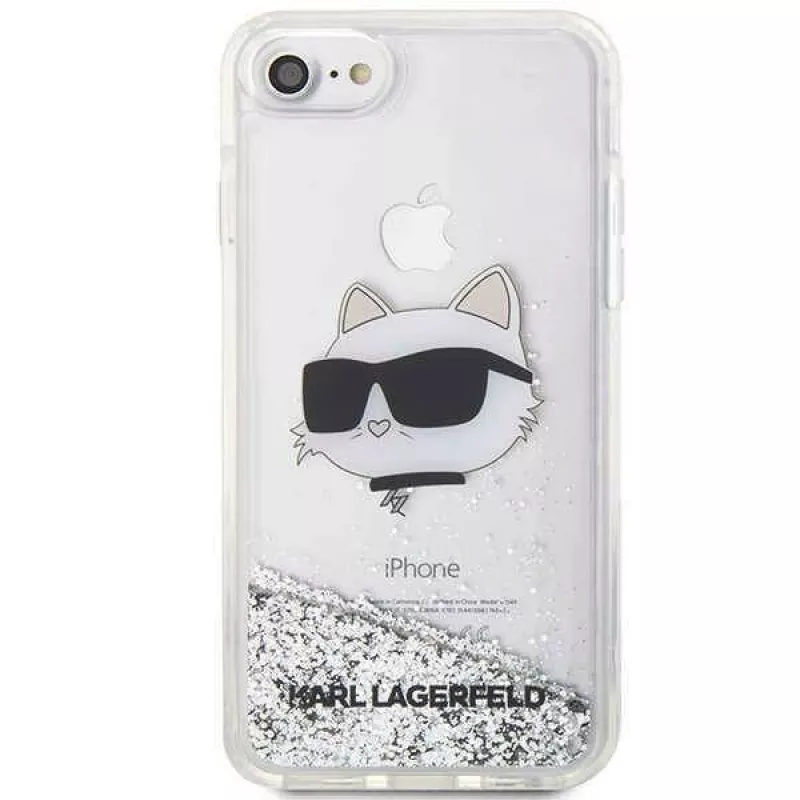 Karl Lagerfeld | Original Hülle IPHONE SE 2022/SE 2020/7/8 Karl Lagerfeld Hartschale Glitzer Choupette Head (KLHCI8LNCHCS)