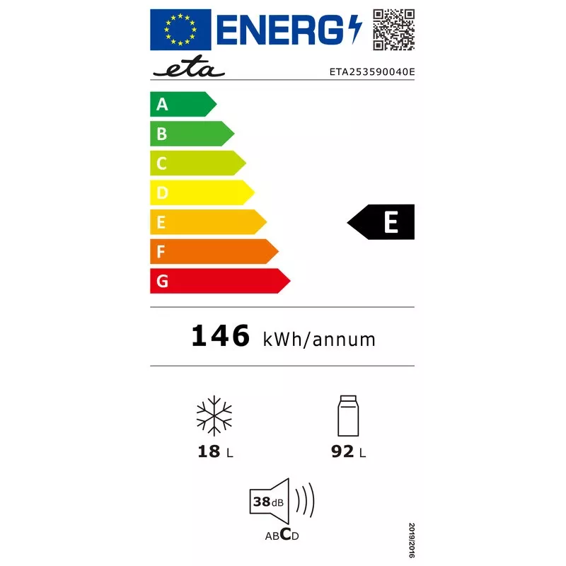 ETA | Kühlschrank | ETA253590040E Storio retro | Energieeffizienzklasse E | Standgerät | Kühlschrank ohne Gefrierfach | Höhe 90 cm | Kühlvolumen 92 L | Gefriervolumen 18 L | 38 dB |