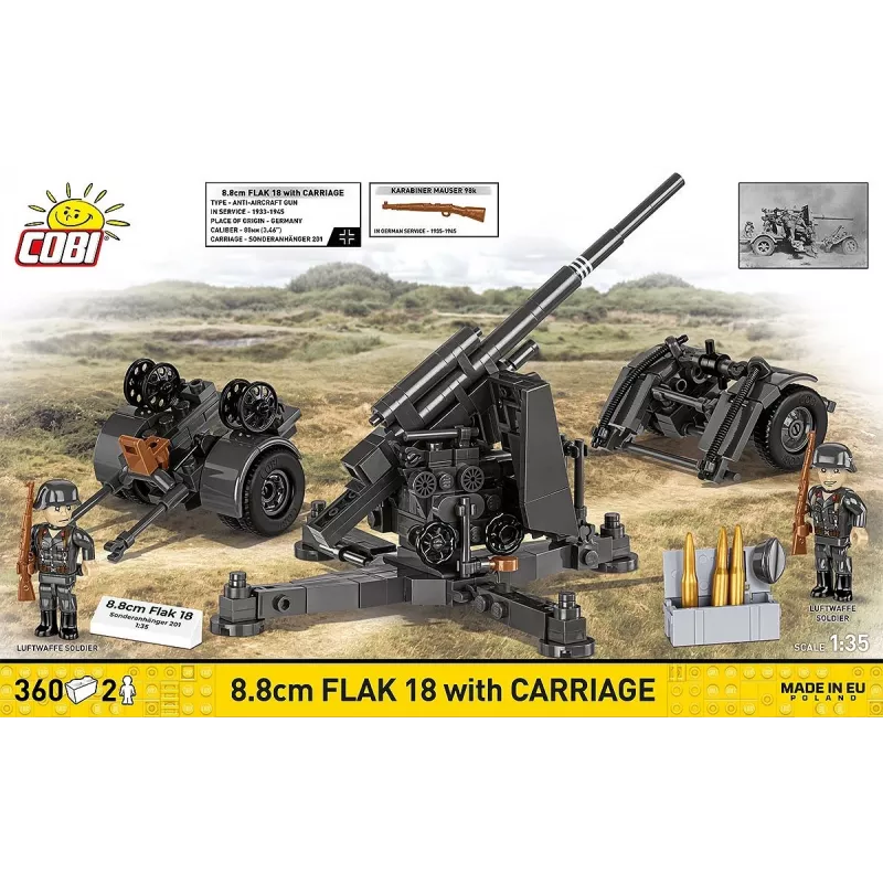 Konstruktionsset Cobi Bausteine 8,8-cm-Flak mit Anhänger – 360 Teile