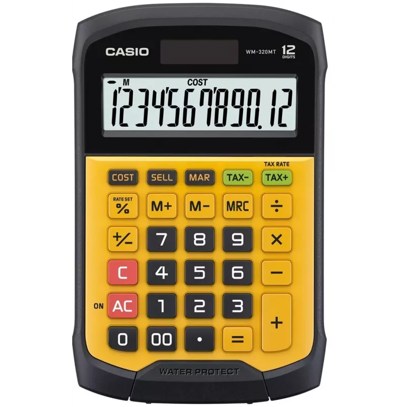 CASIO CALCULATOR OFFICE WATERPROOF WM-320MT-S, 12-stellige Anzeige. Abnehmbare Tastatur, 108,5 x 168,5, Wasser- und Schmutzbeständigkeitsgrad: IP54