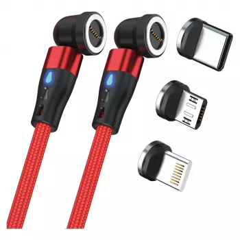 USB-Kabel RealPower MagneticCharge2 1m Rot Schnellladung Datenübertragung