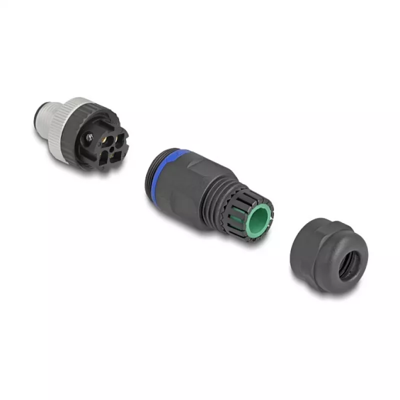 DeLOCK M12 Steckverbinder A-kodiert 4-polig Stift Schraubanschluss 60533