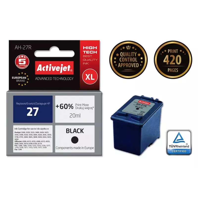 Activejet AH-27R Tinte (Ersatz für HP 27 C8727A; Premium; 20 ml; schwarz)