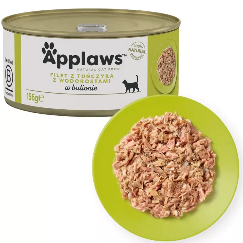 APPLAWS Thunfischfilet mit Algen in Brühe – Nassfutter für Katzen – 156 g