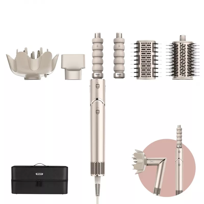 Shark FlexStyle 5-in-1 Air Styler & Haartrockner mit Auto-Wickel-Lockenwicklern, Flachbürste, Ovalbürste, Düsenaufsatz, Diffusor, Aufbewahrungstasche, ohne thermische Schäden