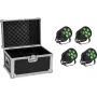 LED-PAR-Lichterset EUROLITE Silent 6 QCL Floor – 4× Scheinwerfer mit Flightcase