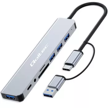 QOLTEC USB-C Hub 4x USB + SD/TF-Kartenleser Modell 53794